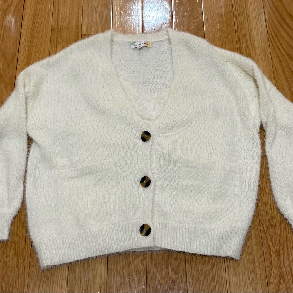 Elegant Cream Button-Up Cardigan
